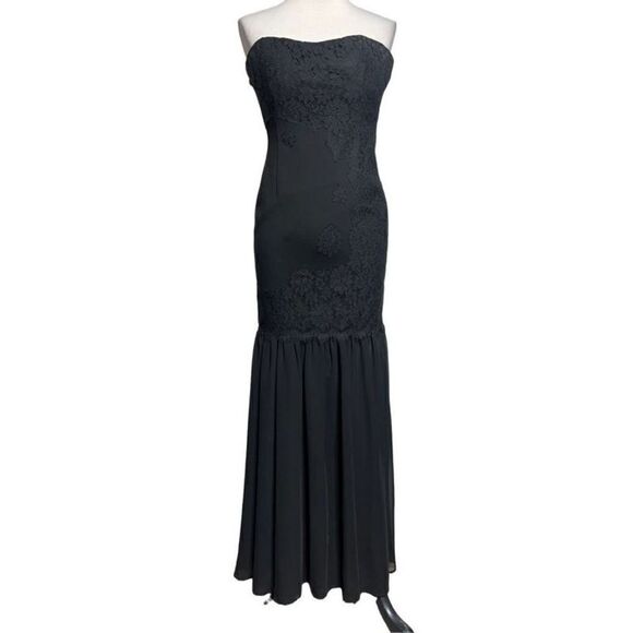 Aiden Mattox Strapless Black Lace Formal Dress Evening Gown Size 4 - Picture 1 of 8